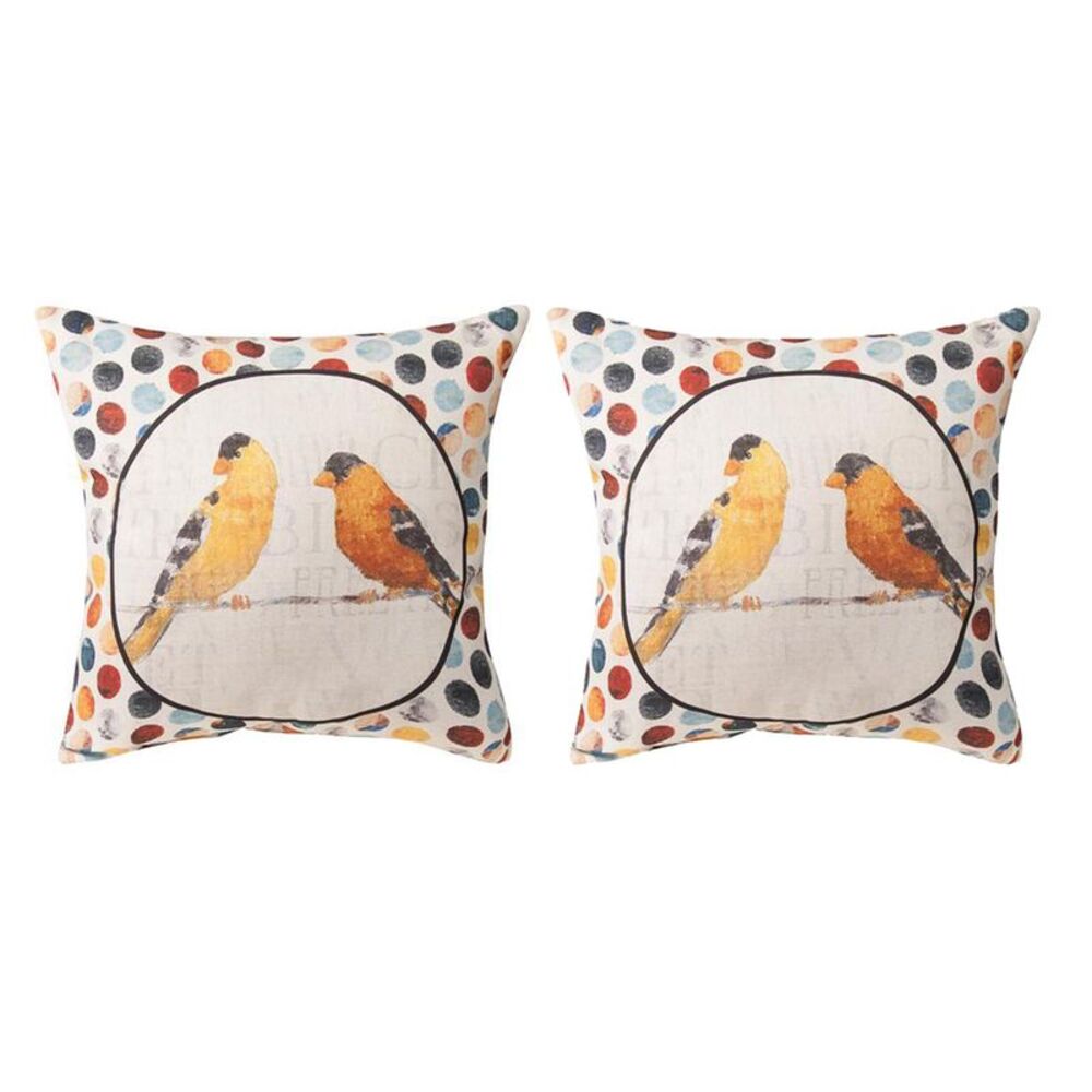 Pair of Usual Suspects Yellow Birds on Wire 18in. Decorative Throw Pillows